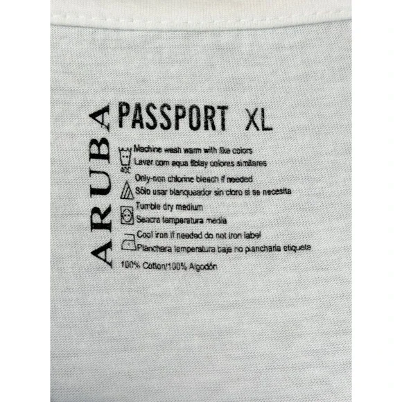 Aruba One Happy Island Graphic T Shirt White XL Passport Cotton - Picture 2 of 7